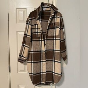 Princess Polly canon coat beige check/ size 2